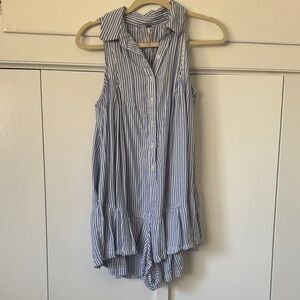 Free People Blue and White Striped Sleeveless Romper